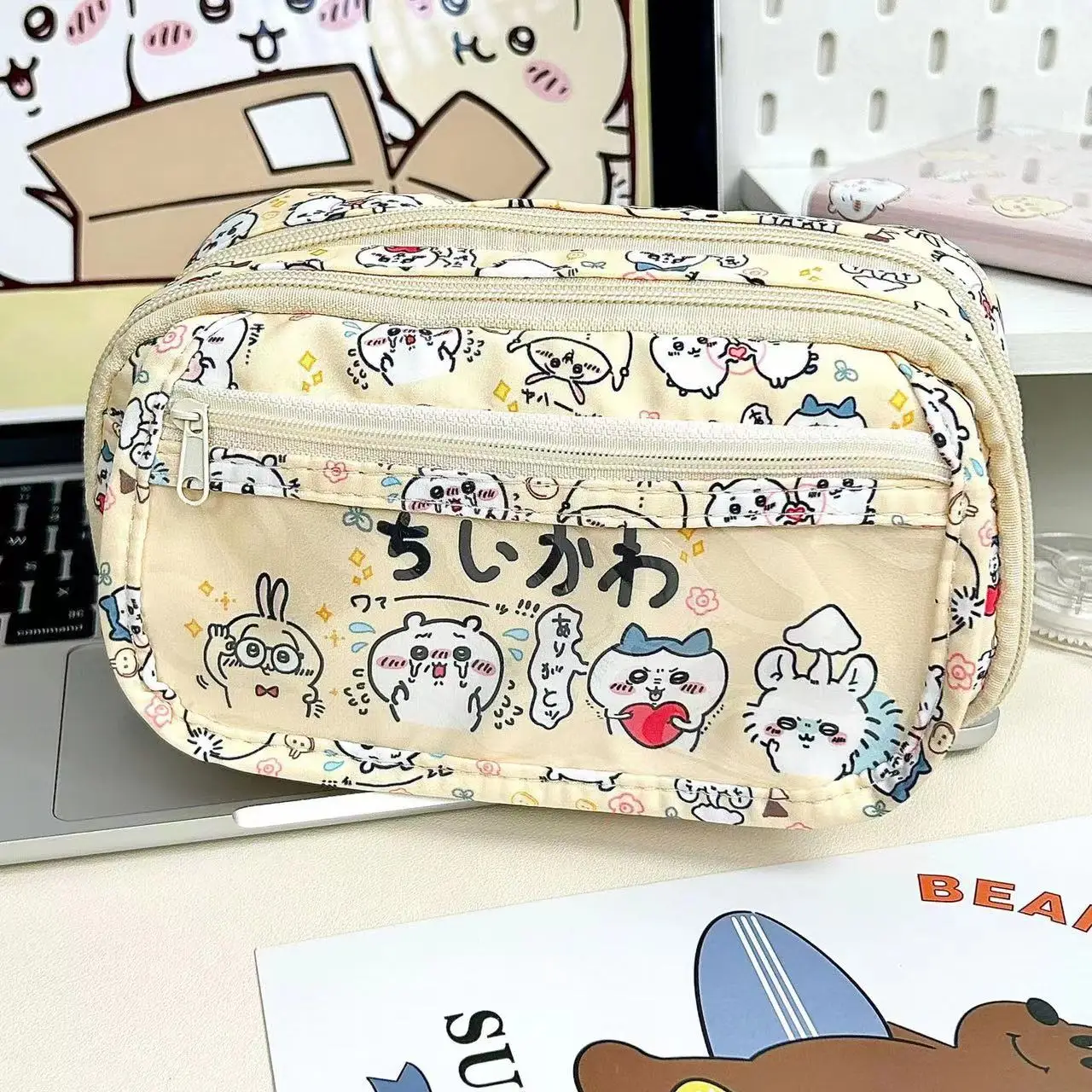 

New Cute Chikawa Bag Pencil Bag Ins High Value Large Capacity Windowable Stationery Storage Bag