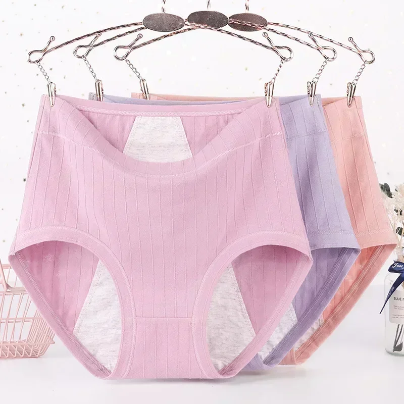 XL-6XL Briefs Menstrual Underpants Plus Size Cotton Panties for Menstruation High Waist Leak Proof Physiological Period Pants