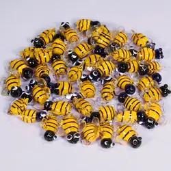 10/20pcs Insect Series Bee Seven Star Ladybug Random Mixed Charm Pendant Glass Material Handmade Bracelet Keychain Accessories