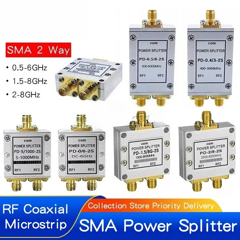 1PCS SMA RF Power Splitter Combiner 2-Way 0.5-6GHz/5-1000MHz Microstrip for WiFi Antenna, 5G Network, RF Testing Equipment