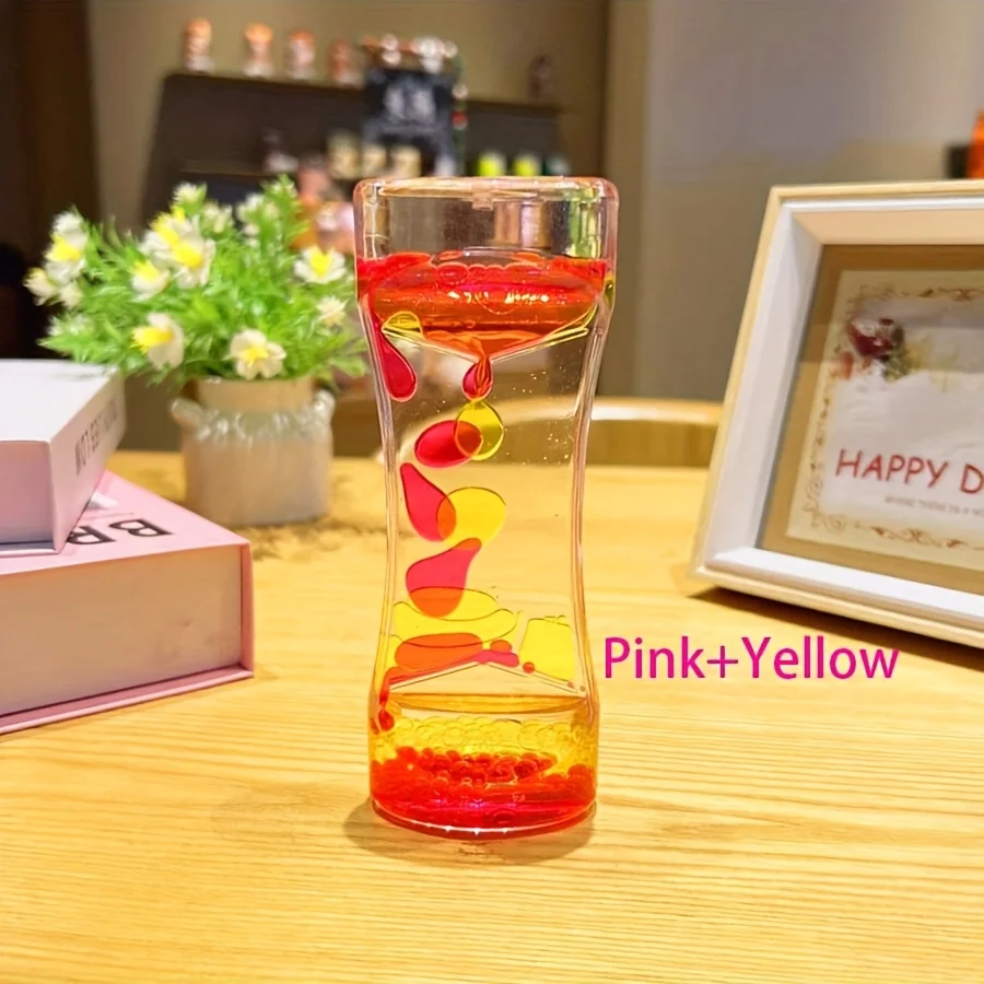 Acrylic Liquid Motion Timer Dual Color Oil Drip Sand Timer Sensory Fidget Desk Ornament Stress Relief Toy Gift for Students