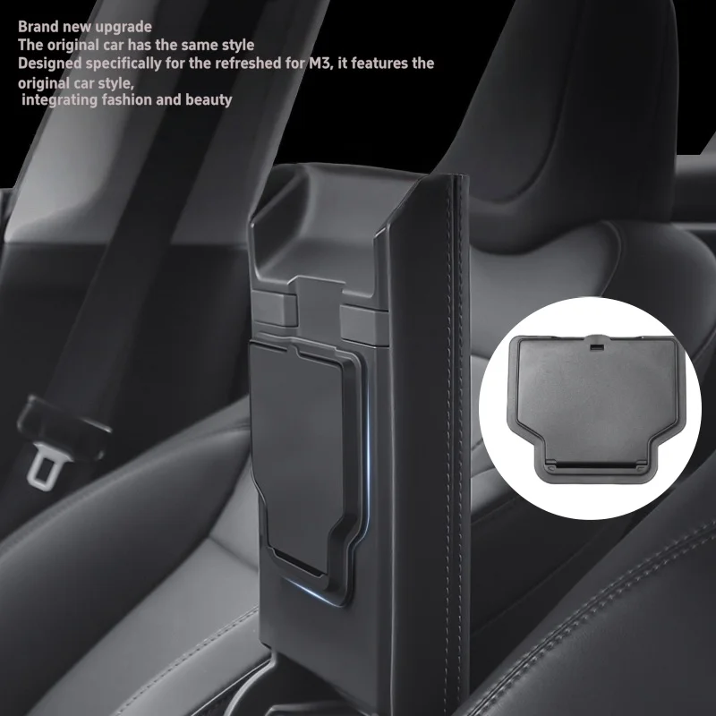 for custom Fit For TESLA For Model Y For Model 3 Center Console Armrest Box with Magnetic Closure and Plastic Build