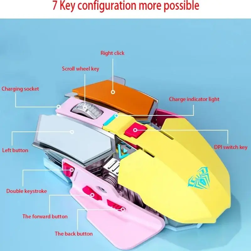 Mech Style 2.4G Wireless Mouse RGB Backlight 3200 DPI Type-C Rechargeable USB Optical Gaming Mice For Laptop PC Gamer Peripheral