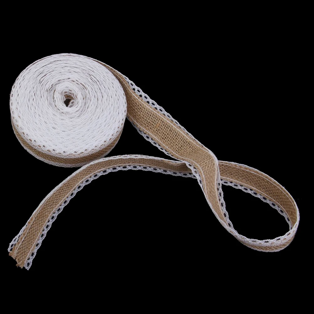 

10M Hessian Brown 3.5cm Wide Lace Trim Both Sides Home Wedding Decoration Craft Ribbon Jute Ribbon for Gift Decor