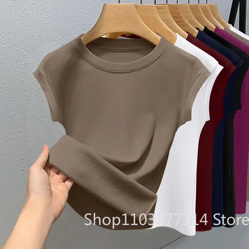 Neues ärmelloses Damen-T-Shirt, trendige Mode, lässig, schmal geschnitten, Sommer, Rundhalsausschnitt, gerippt, einfarbig, kühles, dünnes Basic-Top – Detail 11