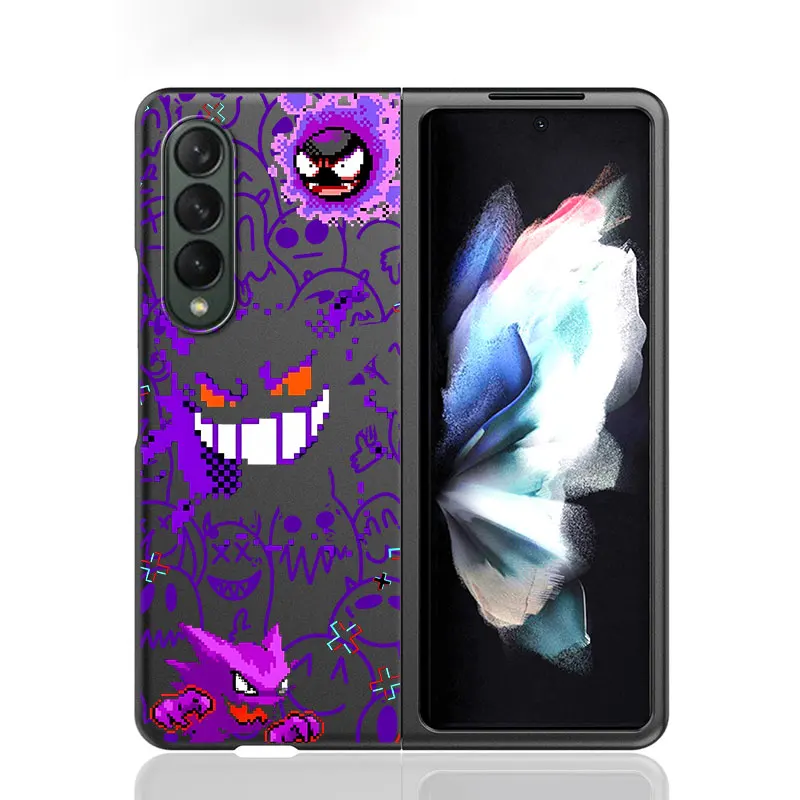 Case for Samsung Galaxy Z Fold4 Z Fold5 ZFold6 5G ZFold4 Z Fold3 Bumper Protection Pokemon Gengar Shockproof Cases Cover Black