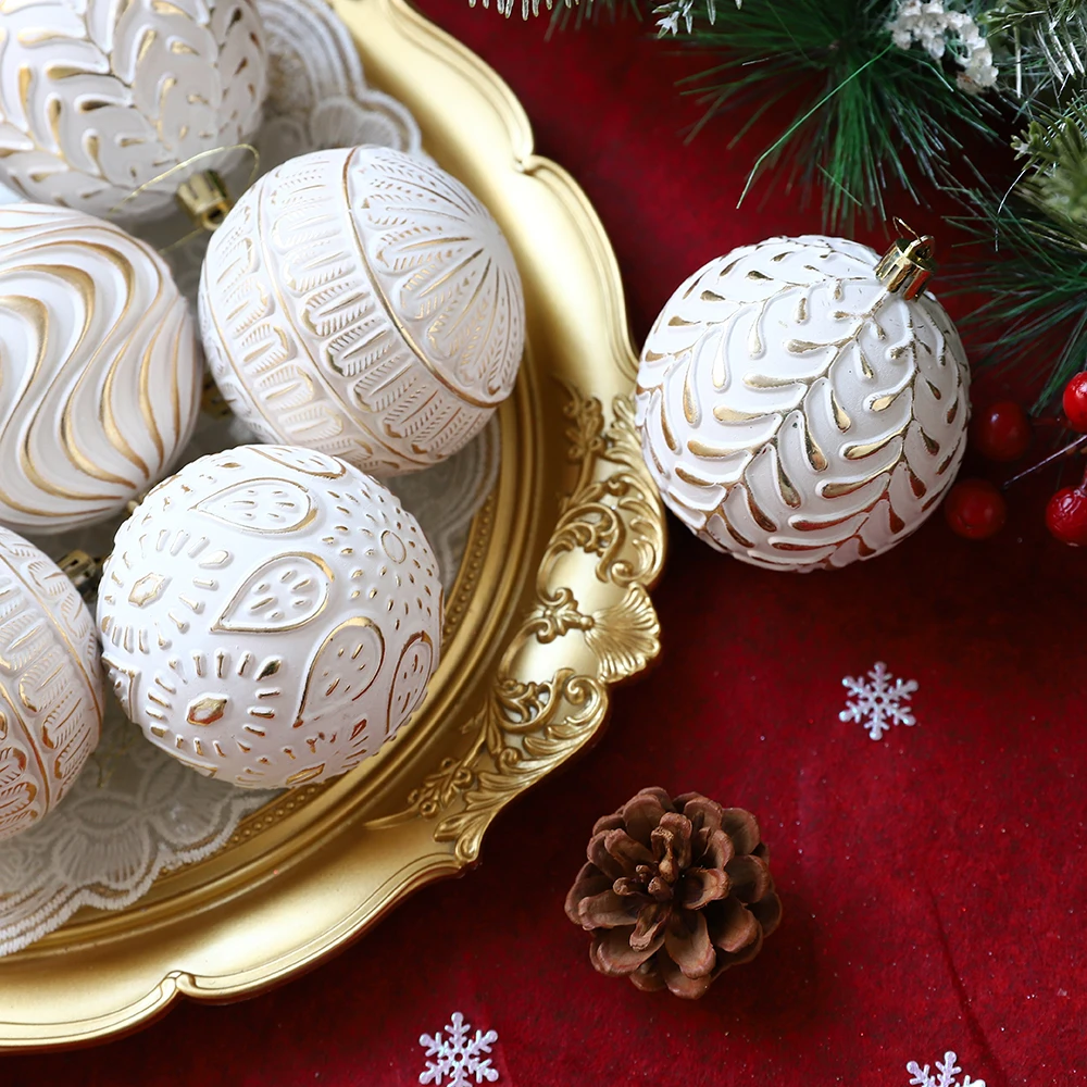 12 قطعة/المجموعة الذهب خمر كرات عيد الميلاد الحلي الذهب الأبيض شجرة عيد الميلاد معلقة المعلقات عيد الميلاد السنة الجديدة ديكور الحفلات نافيداد #5