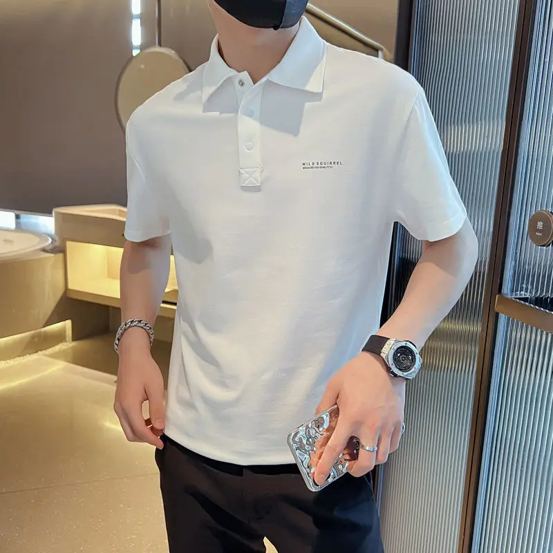 Short Sleeved Men's Polo Shirt 2024 New Summer Versatile Instagram Trey Bra Paul T-Shirt With Flip Collar Korean Version