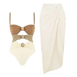 2024 costume da bagno intero di alta qualità Golden buck stampato Push Up Bikini da donna costumi da bagno costume da bagno dimagrante abbigliamento da spiaggia