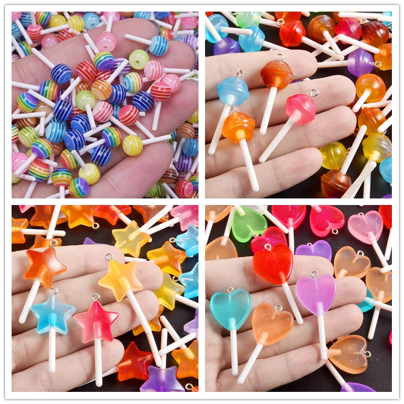 

10/20pcs Random Mix Acrylic Lollipop Charms For Jewelry Making Supplies Fashion Girl Accessories Food Pendant Handmade Earrings