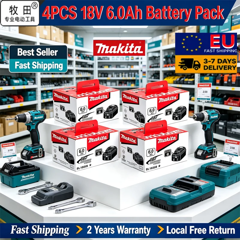 Batterie rechargeable Makita 18V 6,0Ah 100% originale Makita BL1830 BL1830B BL1840 BL1840B BL1850 BL1850B pour outils électriques