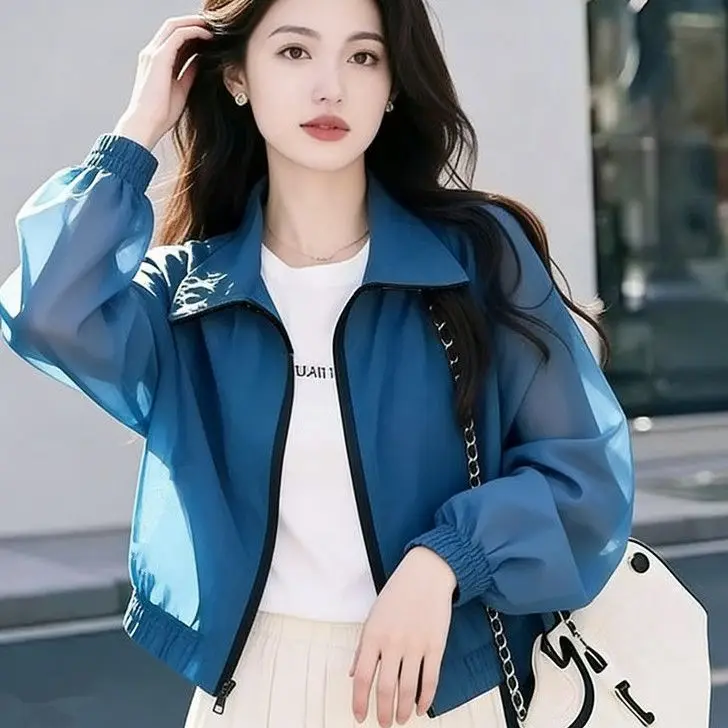 Sunscreen Jacket Women's Summer 2027 New Short Breathable Sun-Protective Clothing Coat Ladies Thin Korean Outerwear Ladies Tops