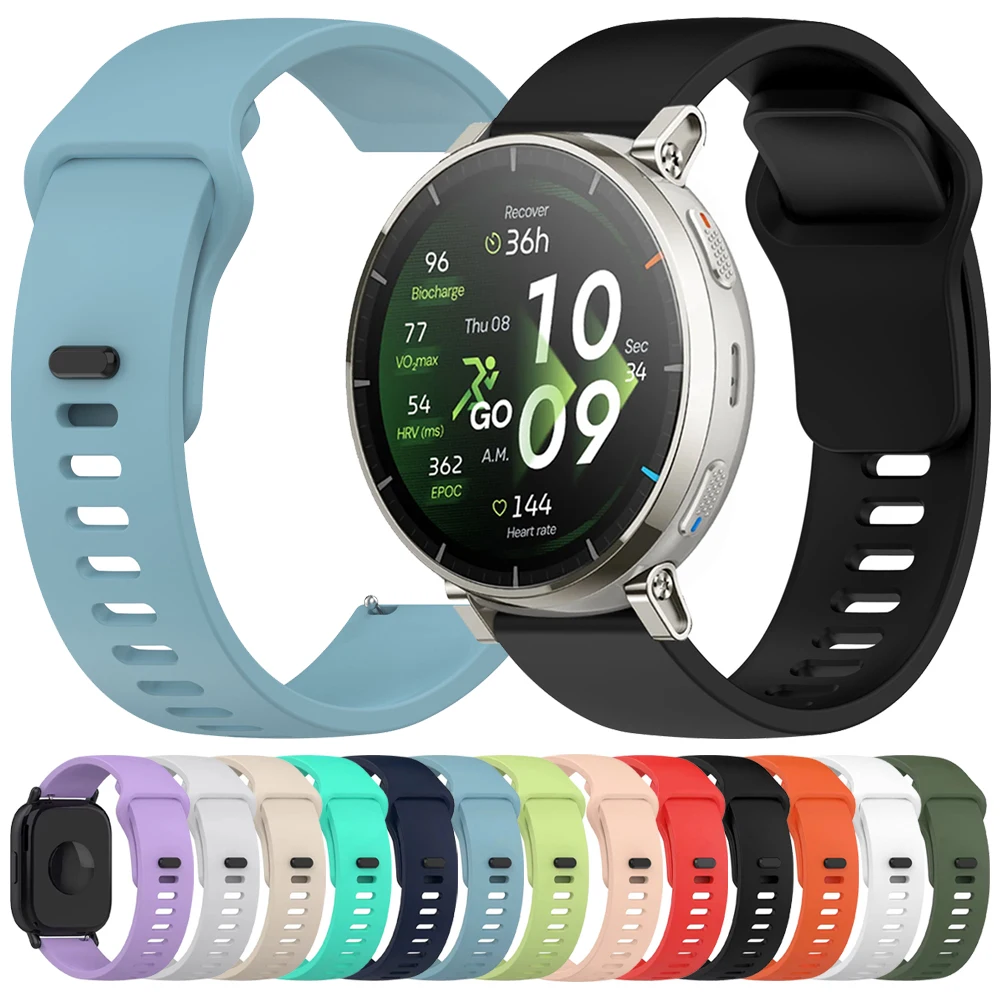 Bracelet en Silicone 20mm 22mm pour Huami Amazfit Active 3 2 MAX 44mm 45mm 48mm, Amazfit BALANCE 2 47MM Bip 6 5 UNITY