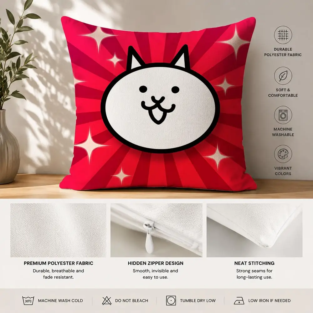 Anime The B-Battle Cats Cushion Cover 40x40cm Square Decorative Sofa Cushion Cover Bedroom Living Room Home Decor Gift