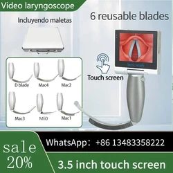 3.5 Inch High Resolution Touch Screen Anesthesia Digital Video Laryngoscope 6 Size Reusable Sterilizable Blades Suitcase Include