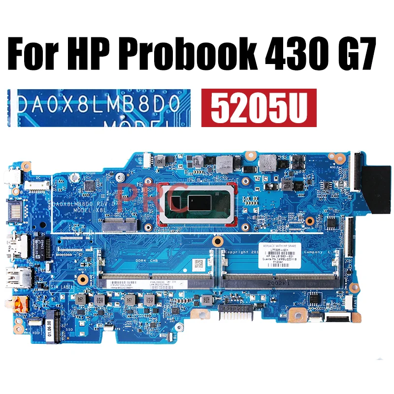 For HP Probook 430 G7 Laptop Motherboard 5205U i3 i5 i7 10th