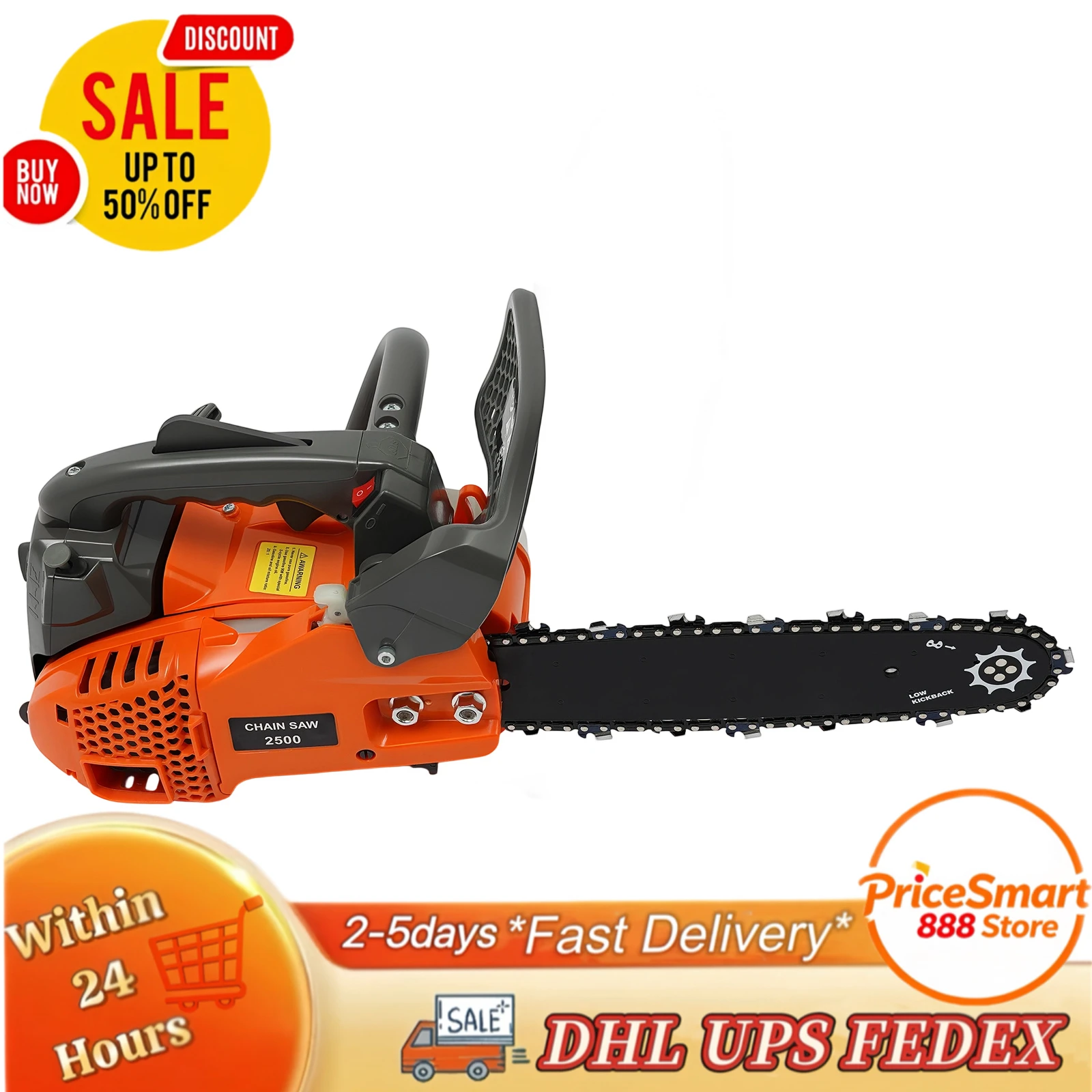 Motosierra de Gasolina de 900W, 30cm, 25.4CC, 2 Tiempos, Potente y Portátil para Cortar Madera, Talar y Jardinería