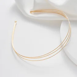 Diademas finas de oro y plata para mujer, aro de aleación de tres capas, bandas de Metal de doble raíz, accesorios para el cabello, Aro para la cabeza liso