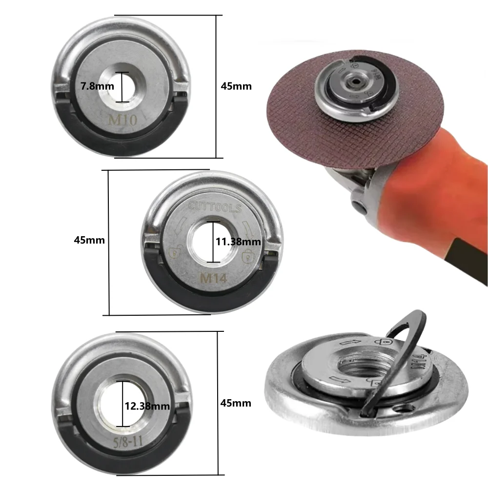 M14  M10  5/8-11 Angle Grinder Quick Release Self-Locking Grinder Pressing Plate Flange Nut Power Chuck