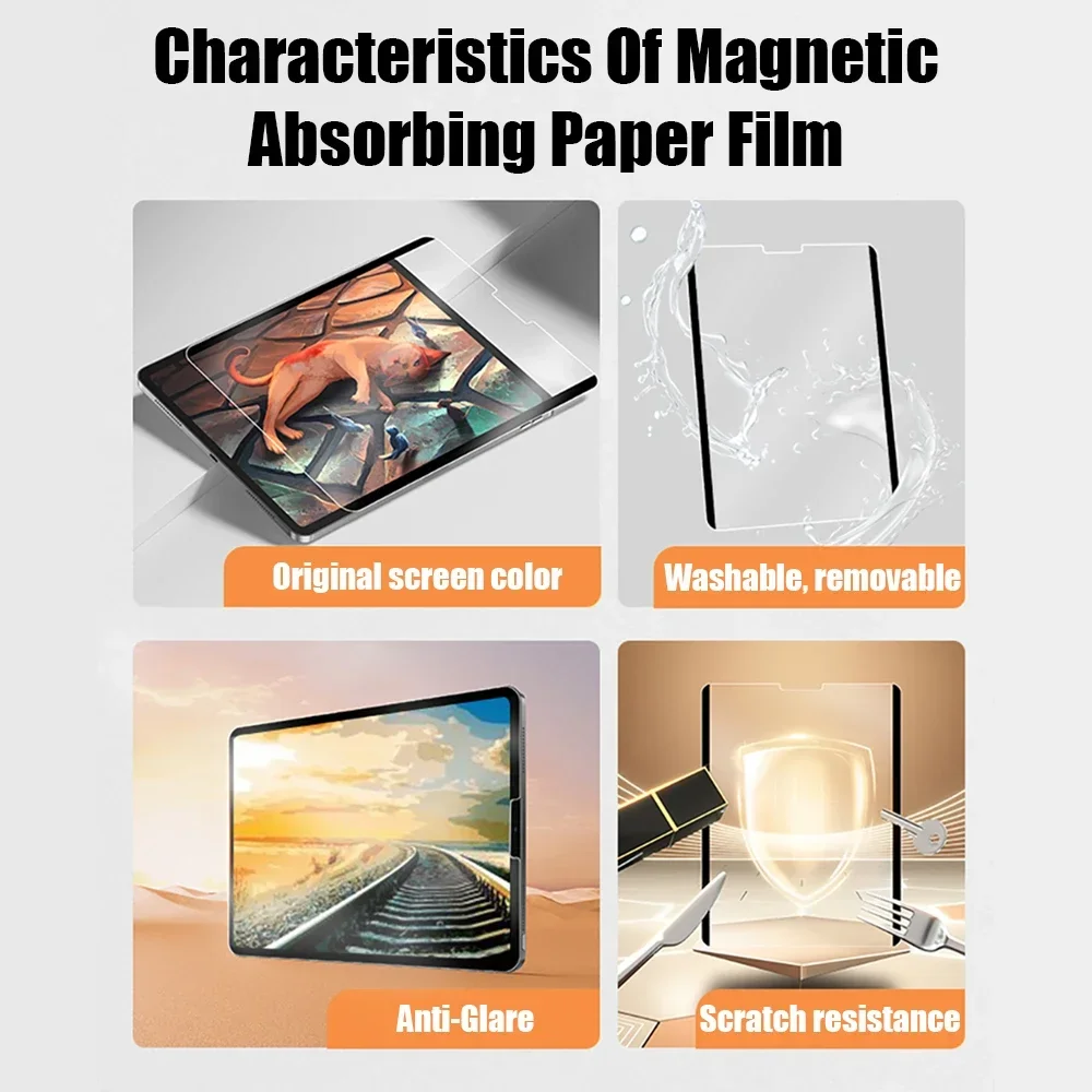 Magnetic Like Paper Film Protector for IPad A16 11th Pro 13 M4 12.9 10th 9th Gen Screen Protector Air8 11 M3 M2 5 4 3 2 Mini 7 6