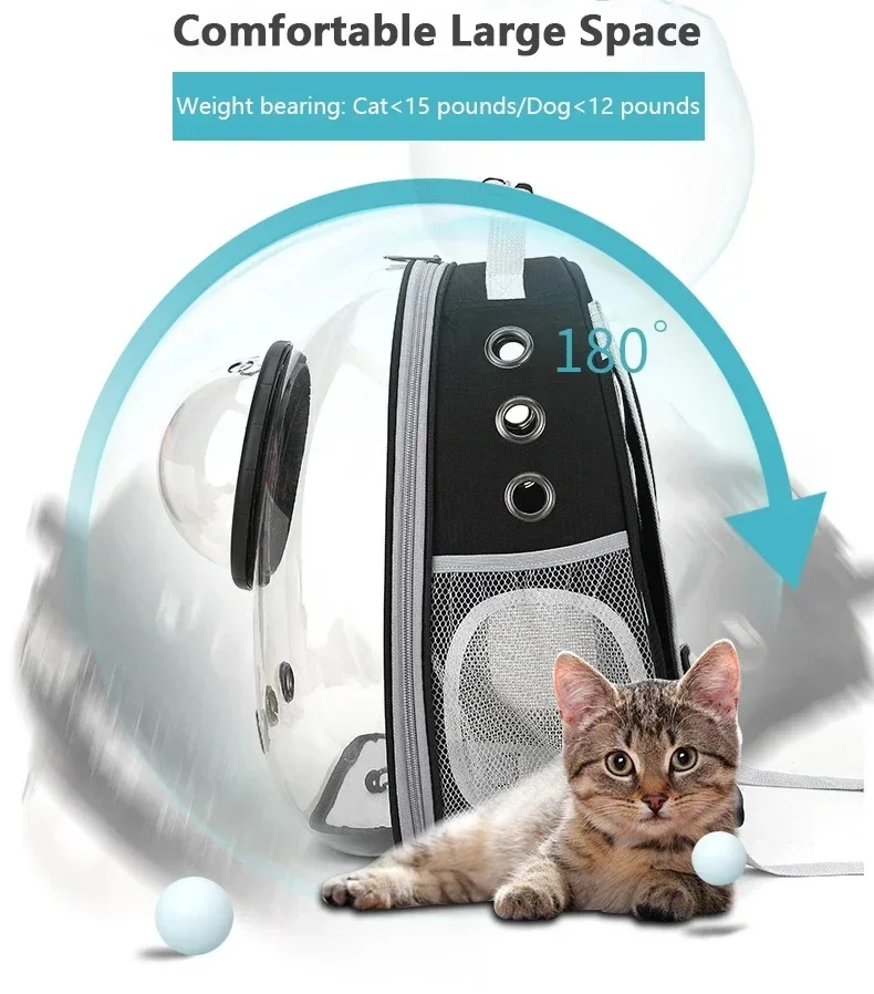 Atmungsaktiver Tragbarer Haustier-Rucksack Transparente Raumkapsel-Tasche für Katzen und Hunde - Haustiertransport mit Komfortgriffen – Detail 3