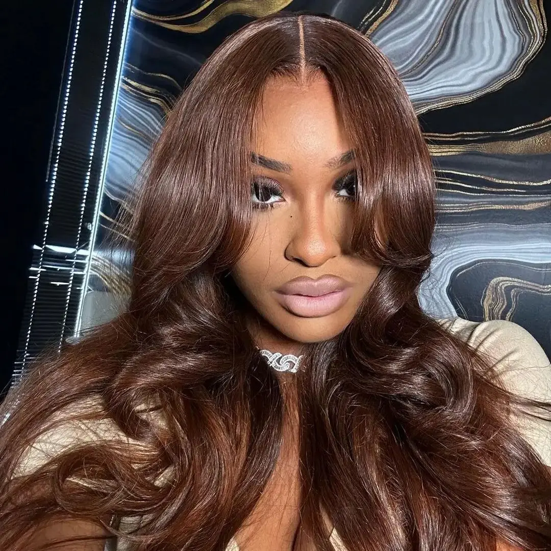 

Colored Deep Water Wig Chocolate Brown Human Hair 13x6 Hd Lace Frontal Wigs Body Wave 30 Inch Choice For Women 100% Brazilian