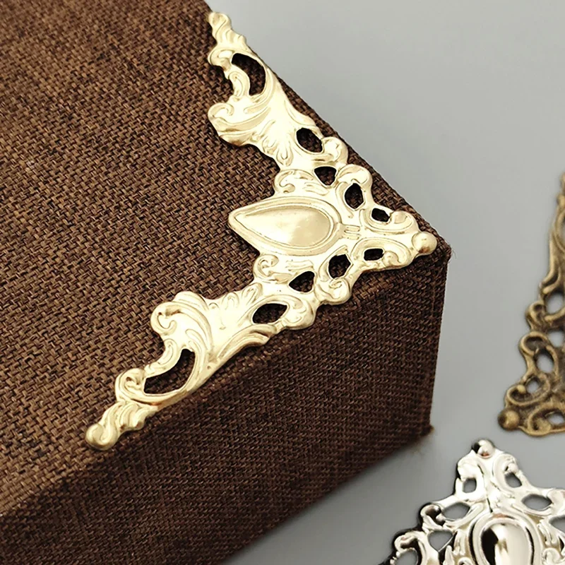 Vintage Corner Code Wooden Box Jewelry Box Drawer Furniture Carved Decorative Corner Pieces Corner Protectors Gold Edge Stickers