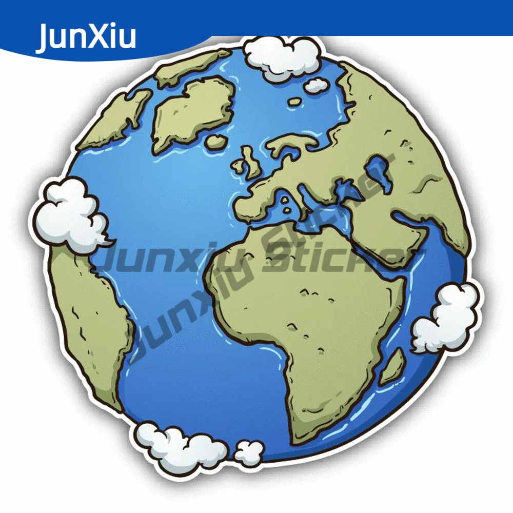 

Earth Cartoon Around The World Sticker Decorative Decal Pvc Accessories Caravan Camping Bumper Moto Bumper Truck Electric Scoote