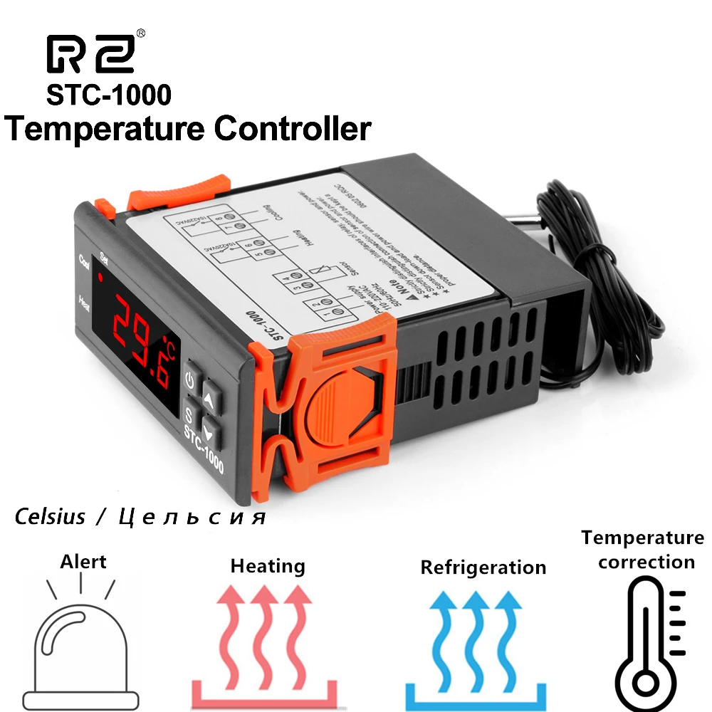 

LEERCHUANG STC 1000 220 Digital Temperature Controller Thermostat Thermoregulator incubator Heat/Cool Control Instrument STC1000