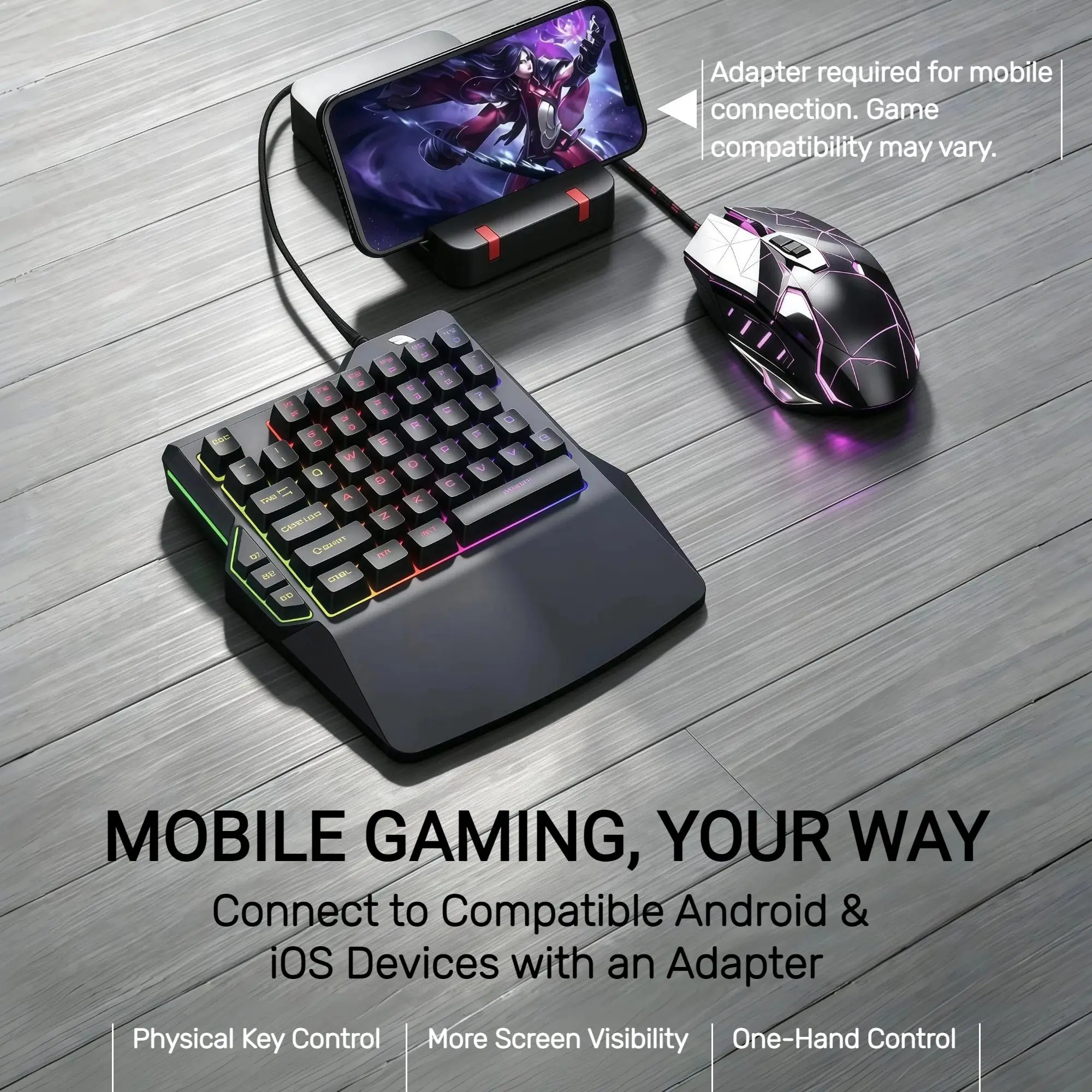 35 Key One Handed Keyboard RGB Backlight Gaming Keypad USB Wired with Hand Rest Mini Portable Keyboard Programmable Keys for PC Computer Games
