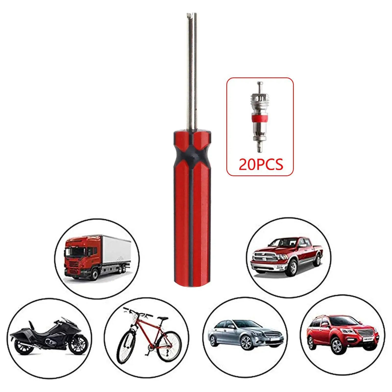 Zinc Alloy Valve Stem Removal Tool Set Tire Valve Core Insert and Remover Kit for Car Air Conditioning Work