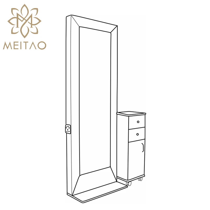 Fabrik Preis Spiegel Set Fiberglas Friseursalon Make-Up Led Licht Spiegel Stationen Salon Möbel für Friseur