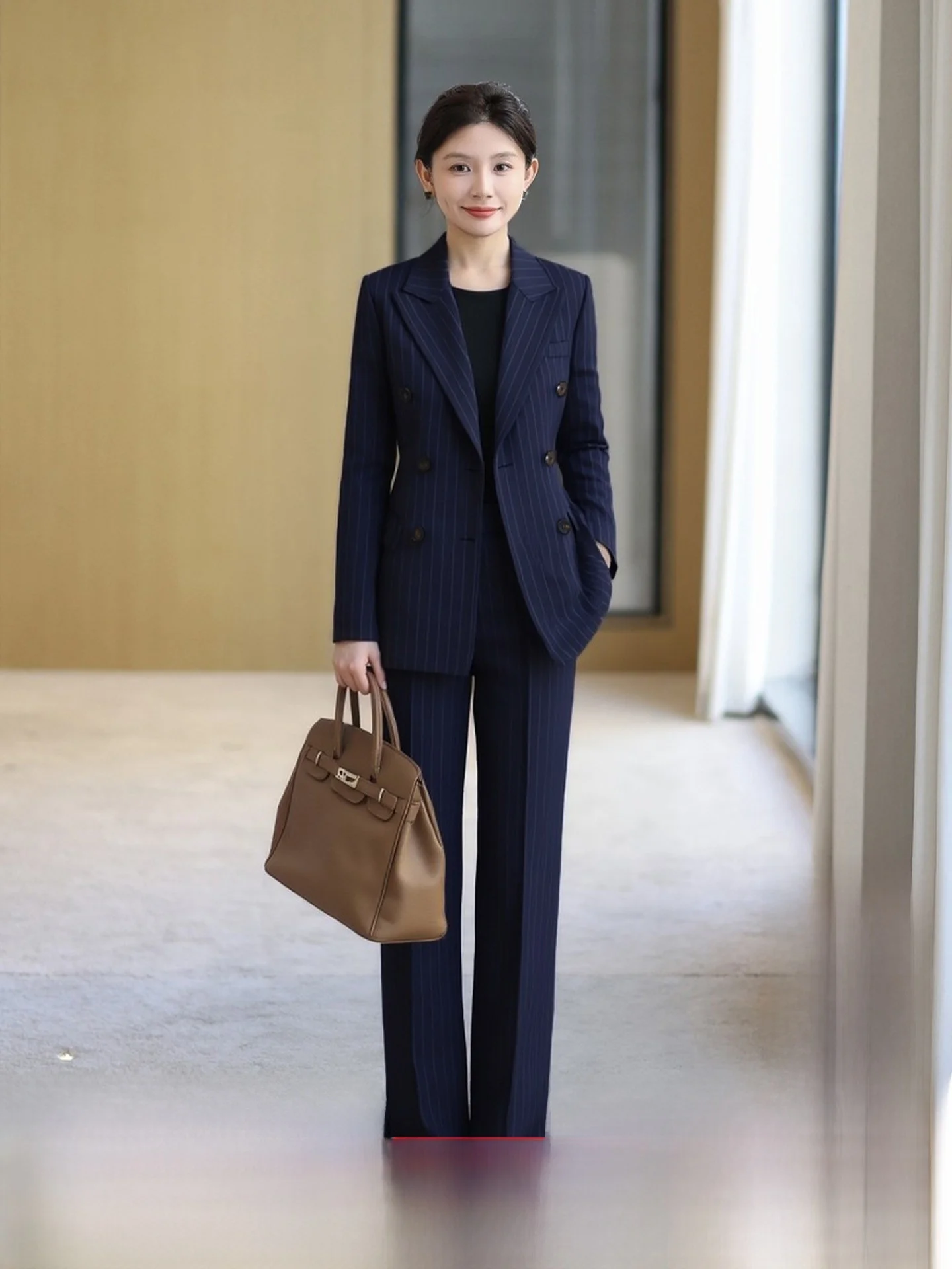 

Весенне-осенний женский деловой костюм в полоску: повседневный, для работы и собеседований, элегантный, модный, приталенный, для бизнеса