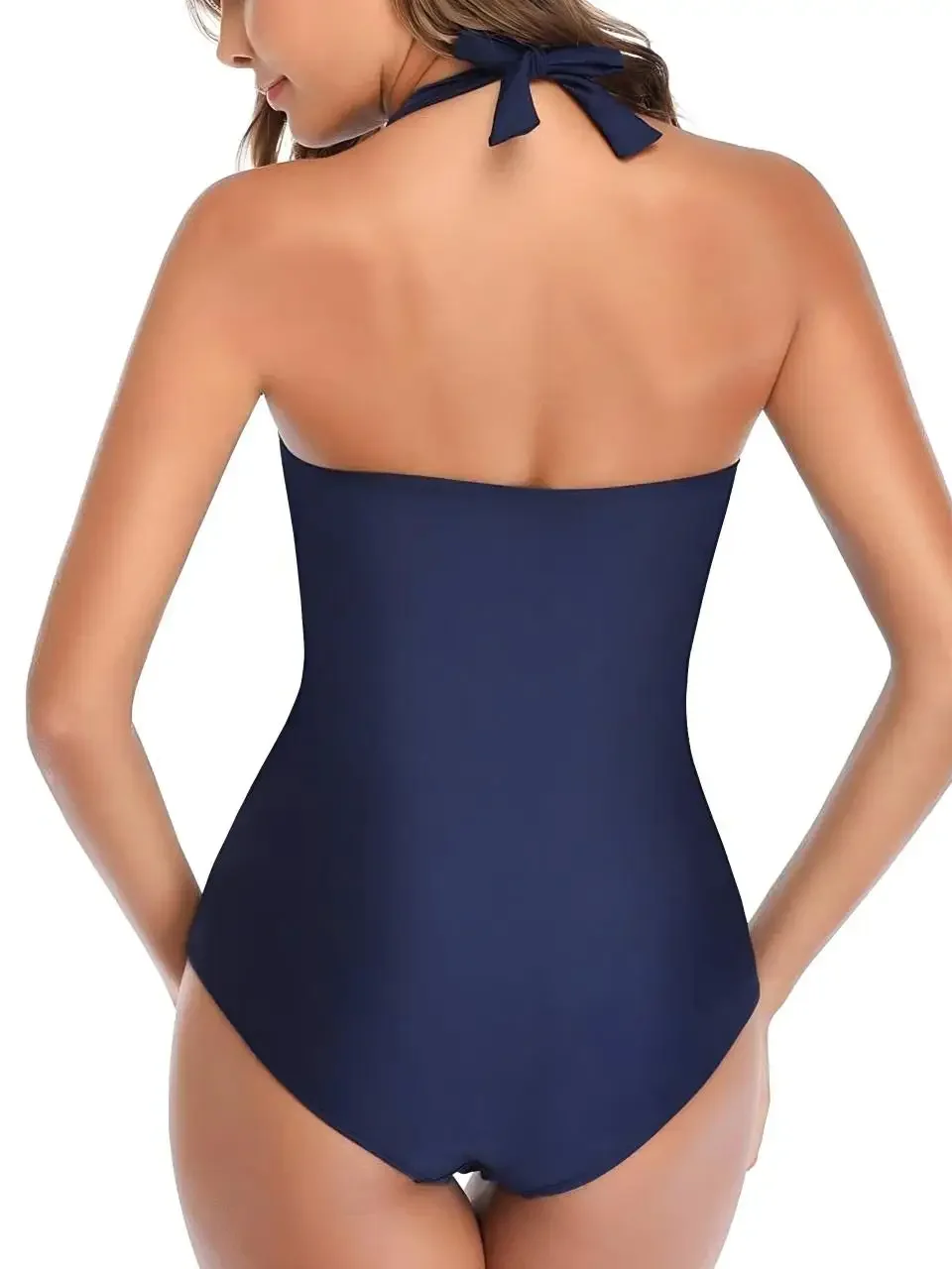 2026 Ruched Halter Swimsuit Women One Piece Sexy High Neck Swimwear Female Solid Bathers Bathing Swimming Suit Summer Beachwear