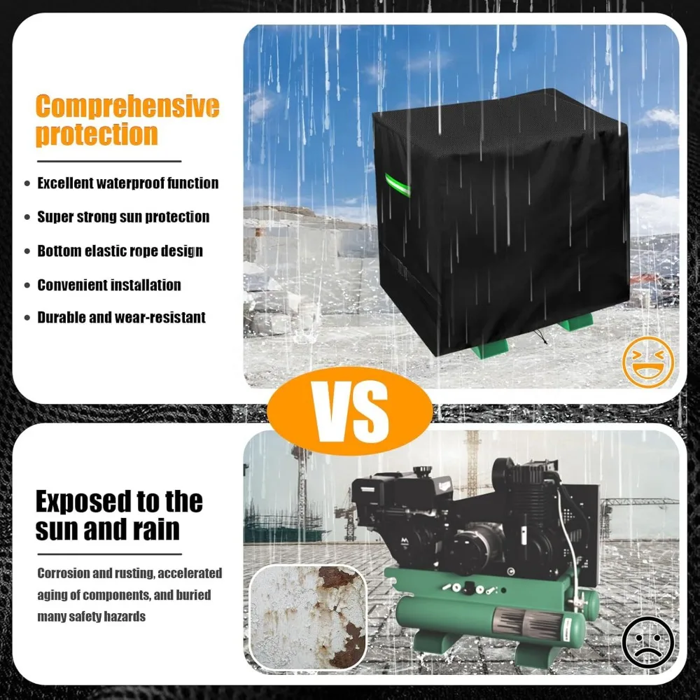 Waterproof Cover for Generator and Air Compressor, 420D Oxford All-Weather Protection, Choose Size
