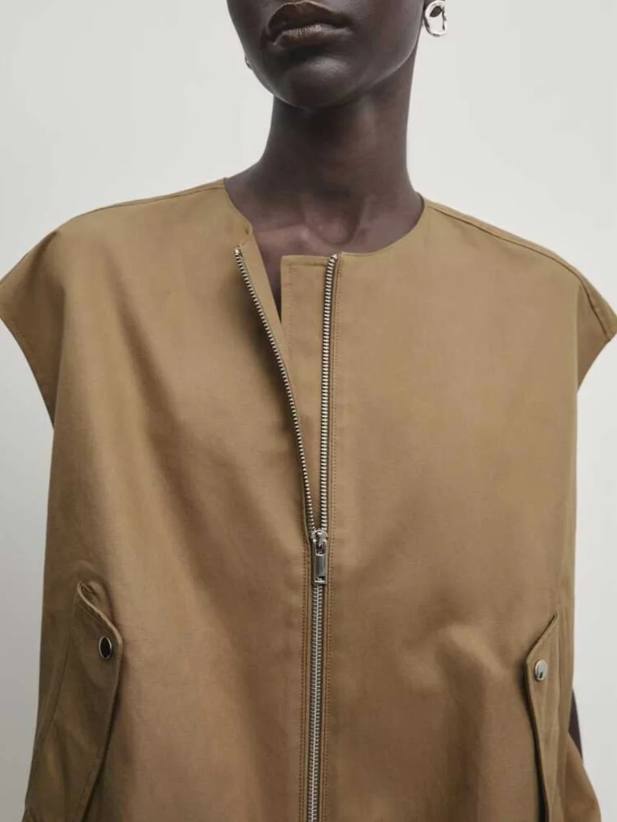 

Новое поступление весны и лета, женский повседневный круглый жилет Ne, верхняя одежда Street Sle, обычная тонкая длина