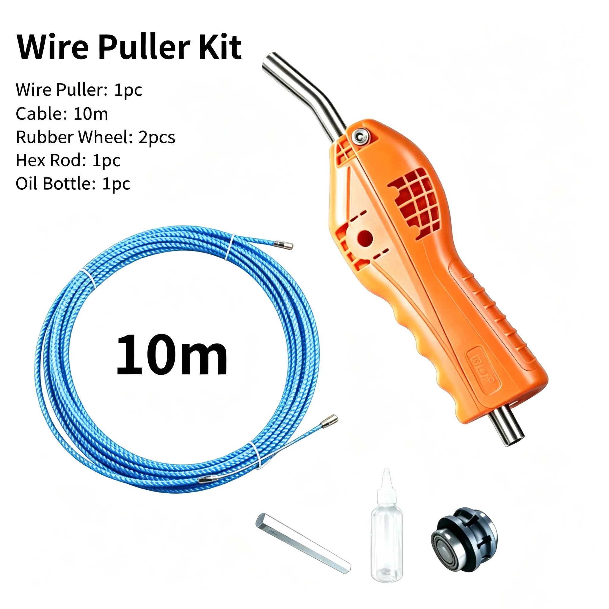 Electrical Wiring Aid Adjustable Pressure Wire Puller Stainless Steel Tube For Cable Conduit Routing Work 10-30M Optional Length