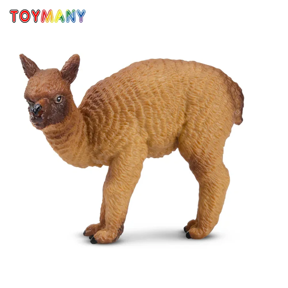 Toymany Simulation Standing Brown Alpaca Baby Wildlife Animal Model Toy Mini Figures Dolls Action Figurines Toys Children Gift