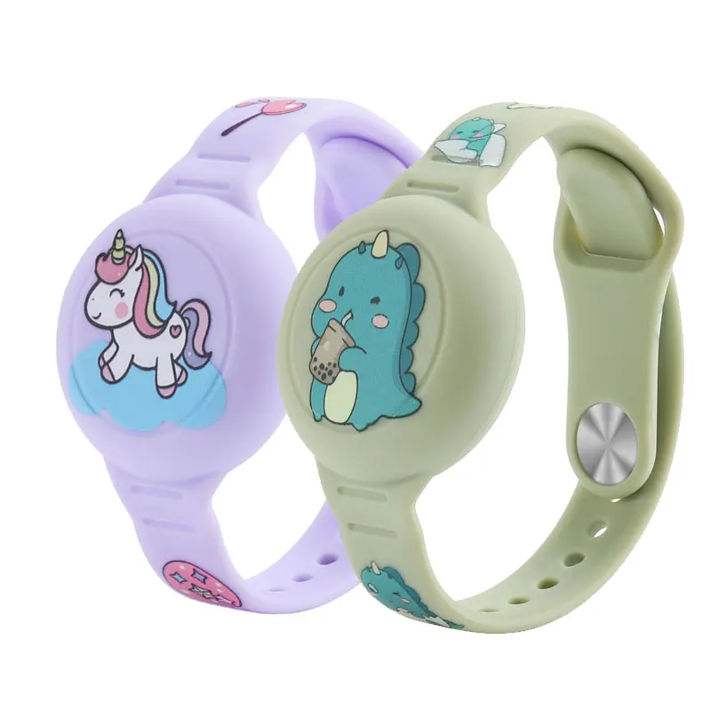 Wasserdichtes Armband für Kinder mit AirTag, Silikonmaterial, niedliches Cartoon-Design, verstellbar, versteckter Halter für Apple AirTag
