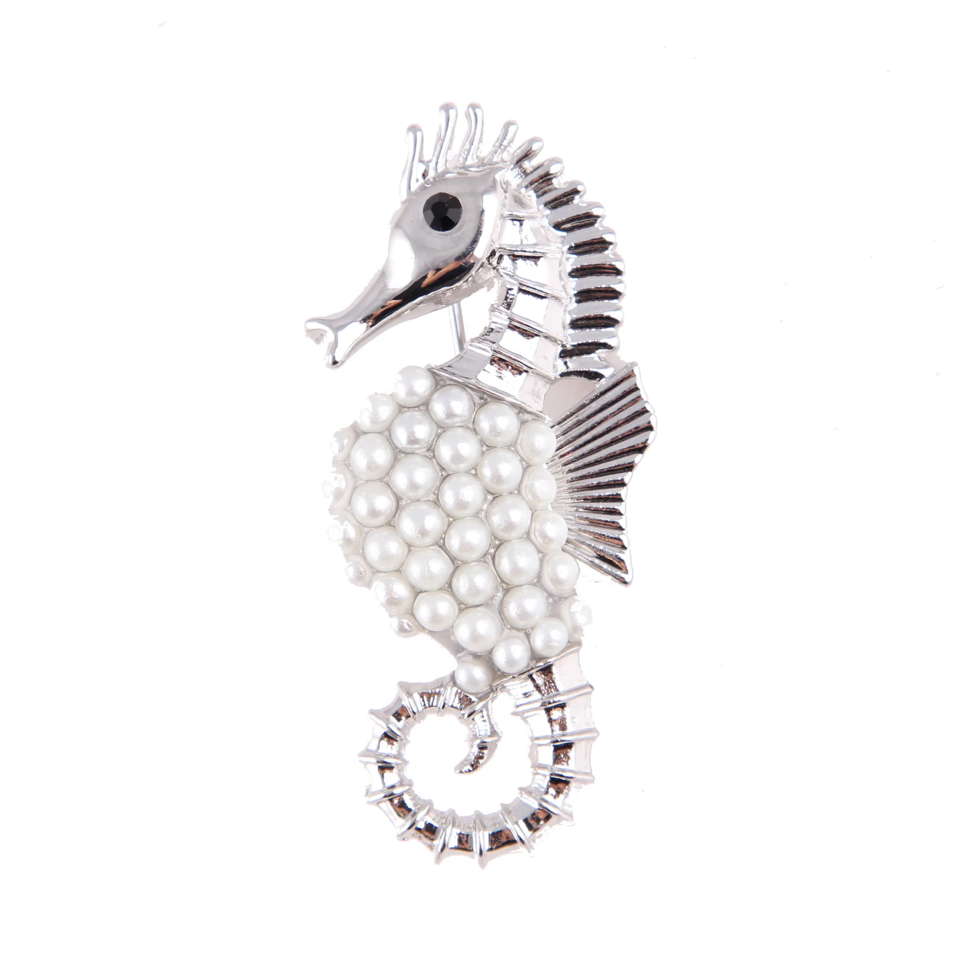 Fashion Animal Pearl Sea Horse Brooch Clothes Silk Scarf Buckle Women\'s Accessories Exquisite Sea Life Badge Brooches