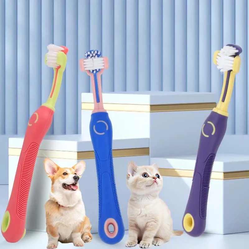 Escova de dentes para limpeza de animais de estimação, kit de produtos para cuidados com as gengivas do cão, reduz a placa, produto de limpeza para cães, suprimentos de limpeza para cães
