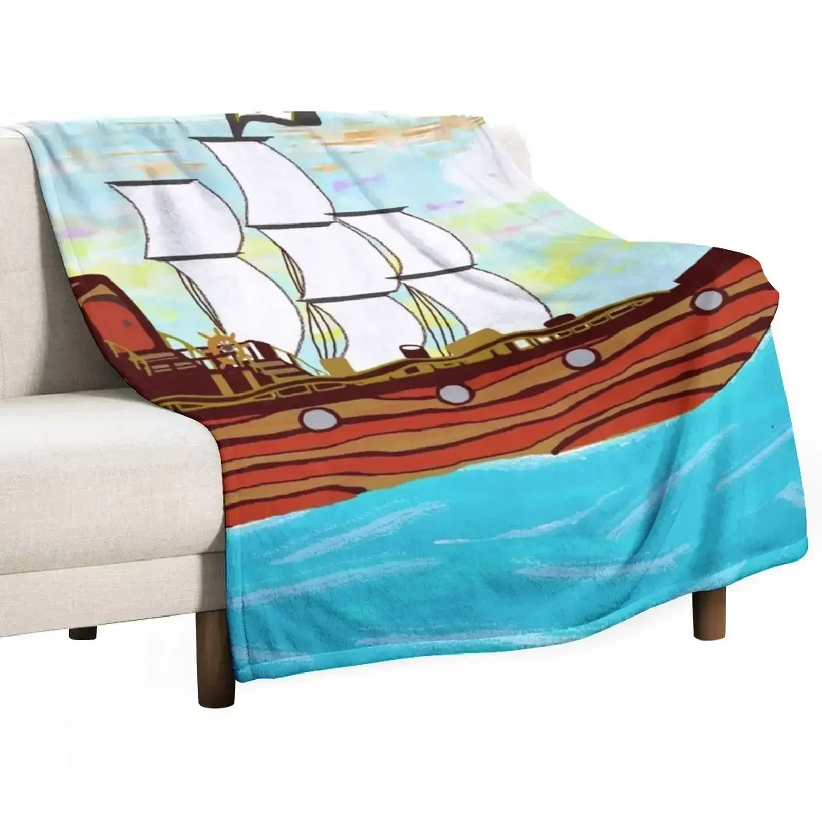 Pirate Ship Sailing the Ocean Throw Blanket Decorative Sofas Thermals For Travel christmas decoration Winter beds Cute Blankets
