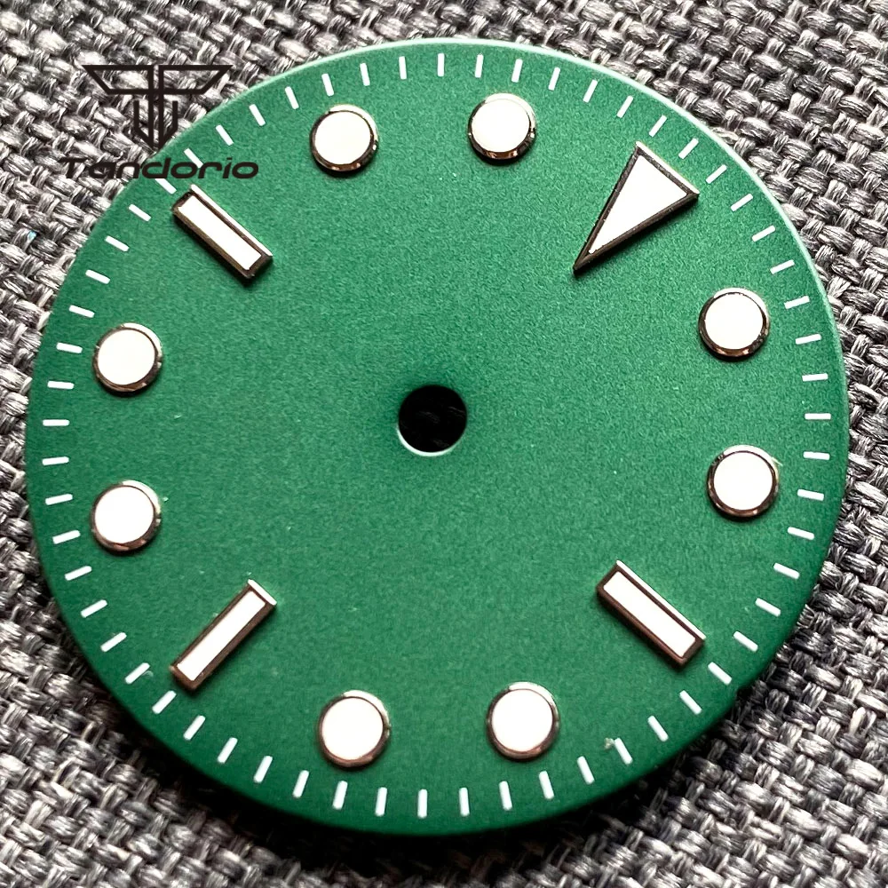 tandorio 29 mm schwarzes/blaues/grünes steriles Zifferblatt mit silbernen Zeigern, passend für NH35 NH36 ETA2824 PT5000 Miyota82 DG2813 Automatikwerk 9