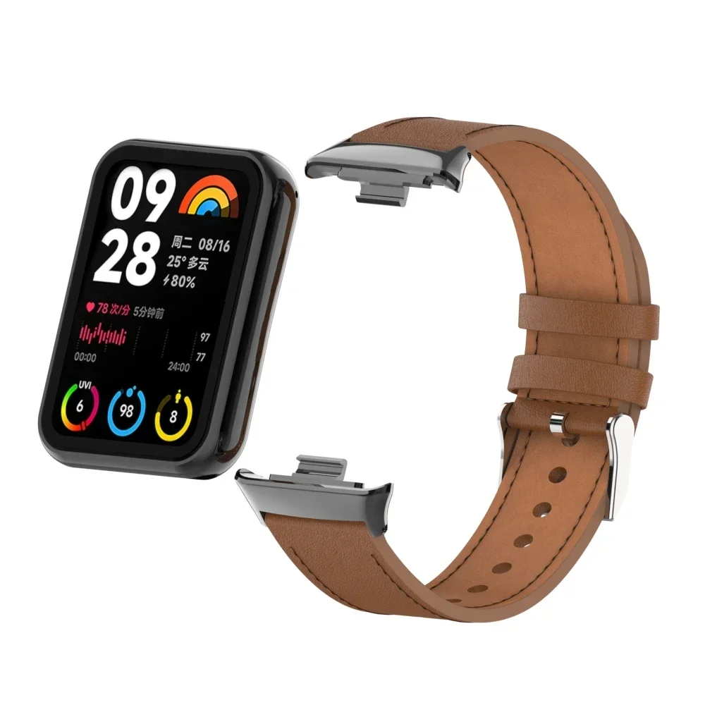 Pulseira de couro para Xiaomi Mi Band 8 Pro, Smartwatch Acessório, Pulseira, Substituição De Metal Pulseira, Pulseira