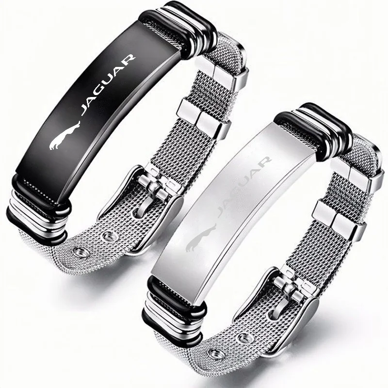 Pulsera de acero inoxidable con emblema de Jaguar, regalos para hombres y mujeres, ajustable para Jaguar XF XJ XE S-Type F-Type X-Type F-Pace I-Pace