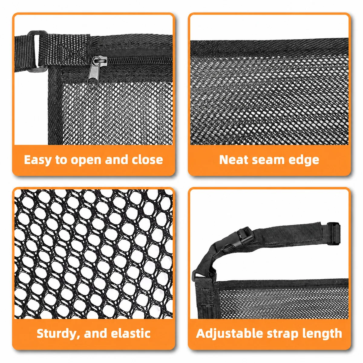 Yitong 1PC Car Roof Storage Net Bag Double Layer Zipper Mesh Pocket Large Capacity Sundries Organizer For Vehicle Travel Interio