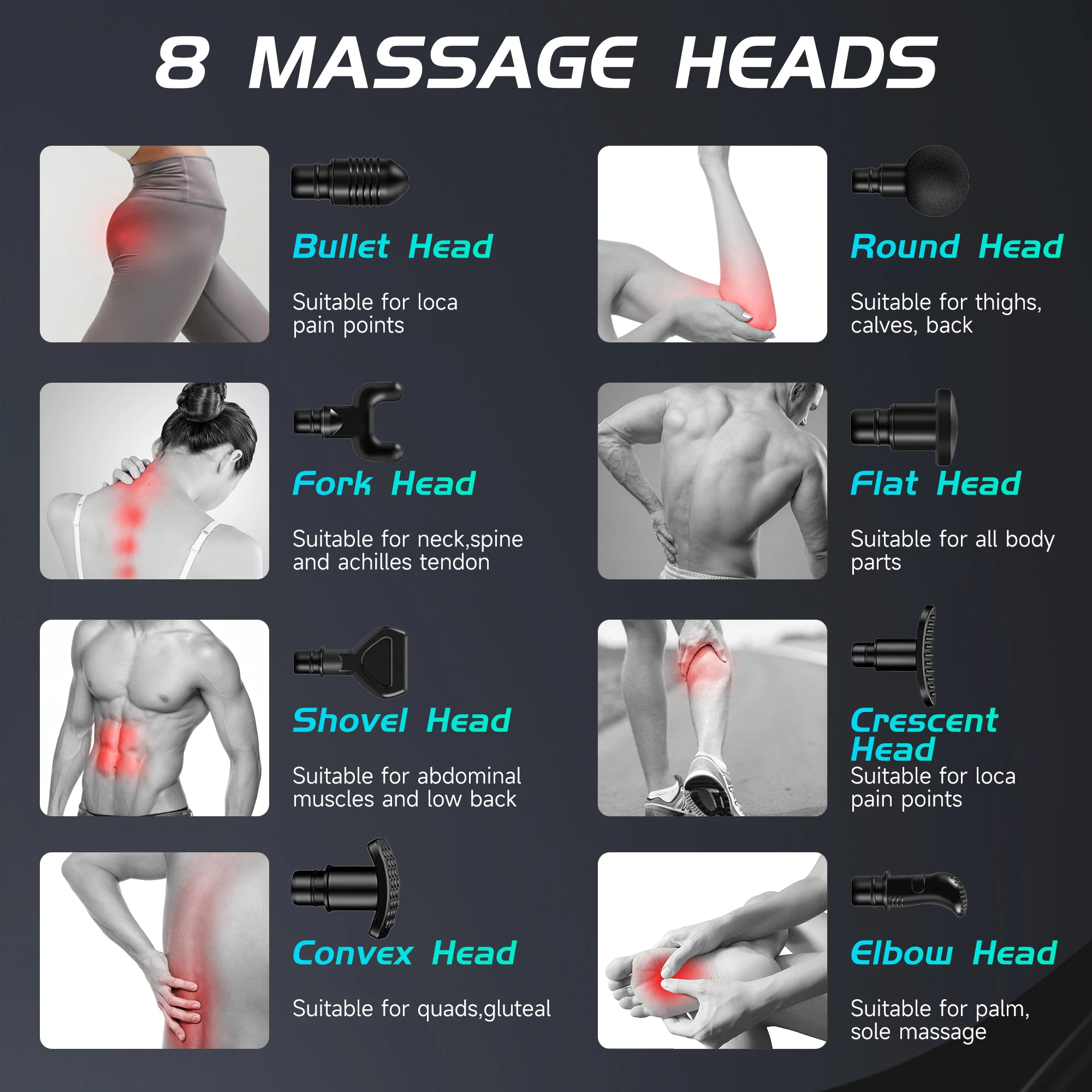 Sejoy แบบพกพา Fascia Gun เครื่องนวดเนื้อเยื่อ 12 ความเร็วน้ําหนักเบานวดหน้าจอสัมผัส LED 8 หัวนวดแบบถอดเปลี่ยนได้