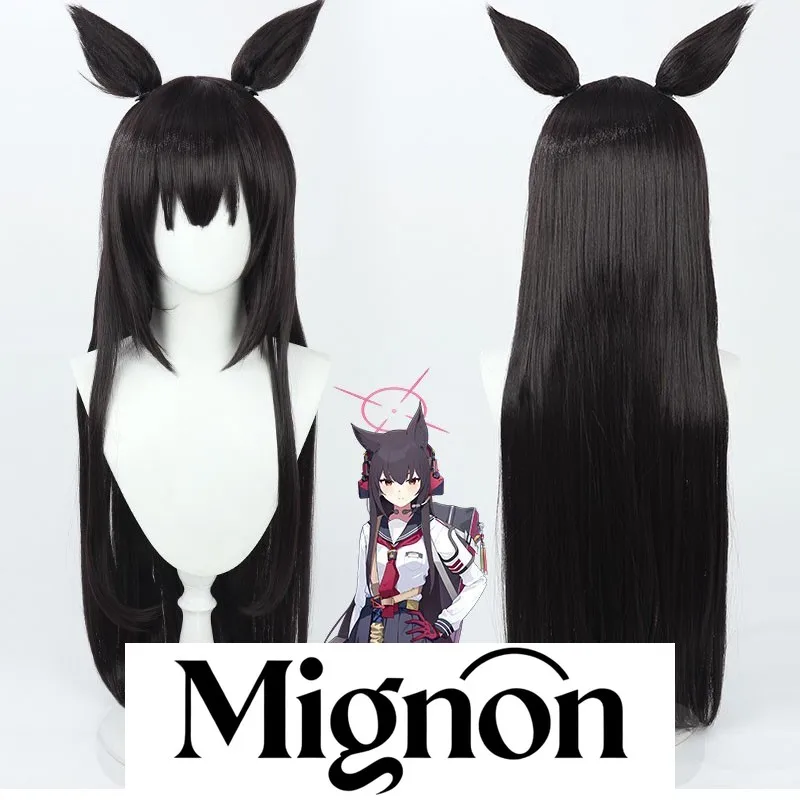 

Blue Archive Nanayuki Yukino cosplay wig black long hair ears Halloween gift