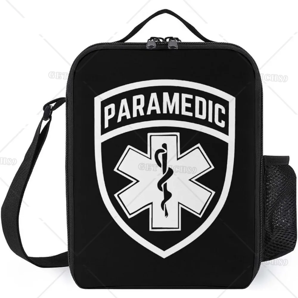 Paramedic Medic EMS Star of Life EMT Insulated Lunch Bag Portable Reusable Lunch Box Cooler Container for Office Work Picnic