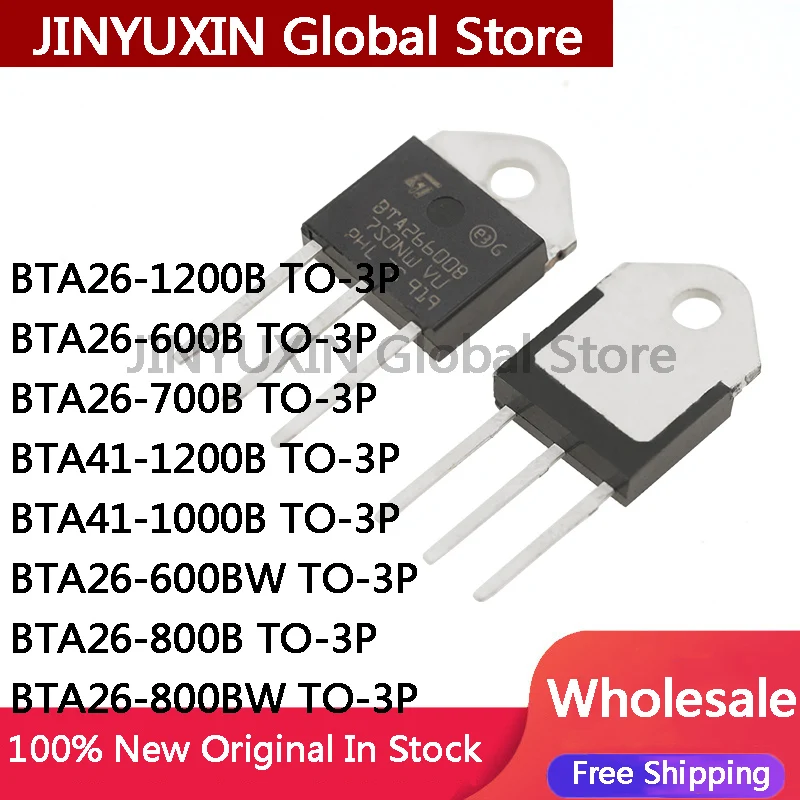 10PCS BTA26-600B BTA26-700B BTA26-800B BTA26-1200B BTA26-600BW BTA26-800BW BTA41-1000B BTA41-1200B TO-3P Triac high-power